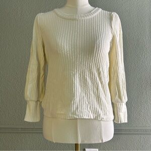 Madewell Cream Ribbed Long Sleeve Sweater - SIZE SMALL